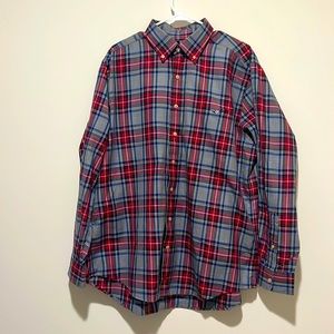 Men’s Vineyard Vines Slim Fit Tucker Shirt red and blue plaid size XL. NWOT